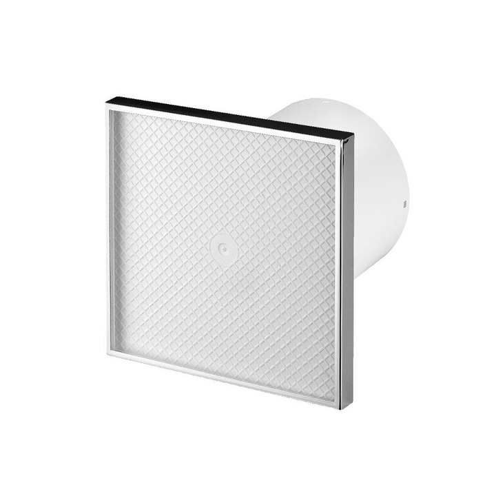 Вентилатор за баня MMotors, С място за плочка, Квадрат с клапа, Ф100, 169 м3/ч, 18W, 32db, 9487