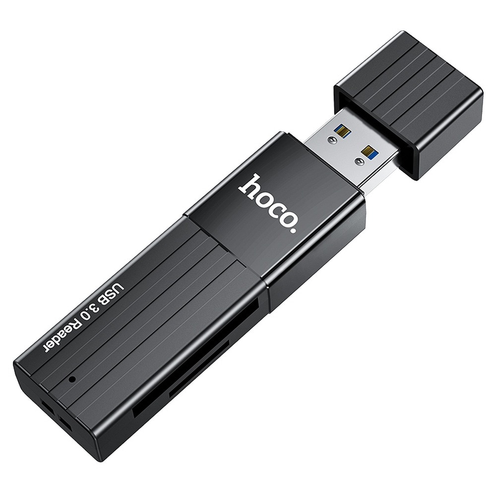 Cititor de Card Hoco, HB20 Mindful 2in1, USB 2.0, Negru