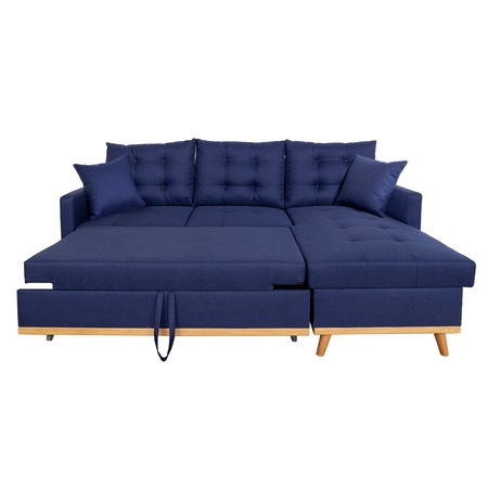 Coltar extensibil Kring Nordic,212x72/91x150 cm, montaj reversibil, suprafata dormit 140x195 cm, culoare Albastru Deep