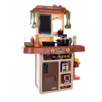 Bucatarie multifunctionala pentru copii cu 42 de piese incluse, chiuveta, legume si fructe colorate, efecte de sunet si lumina, 63 cm Bucatarie multifunctionala pentru copii cu 42 de piese incluse, chiuveta, legume si fructe colorate, efecte de sunet si lumina, 63 cm