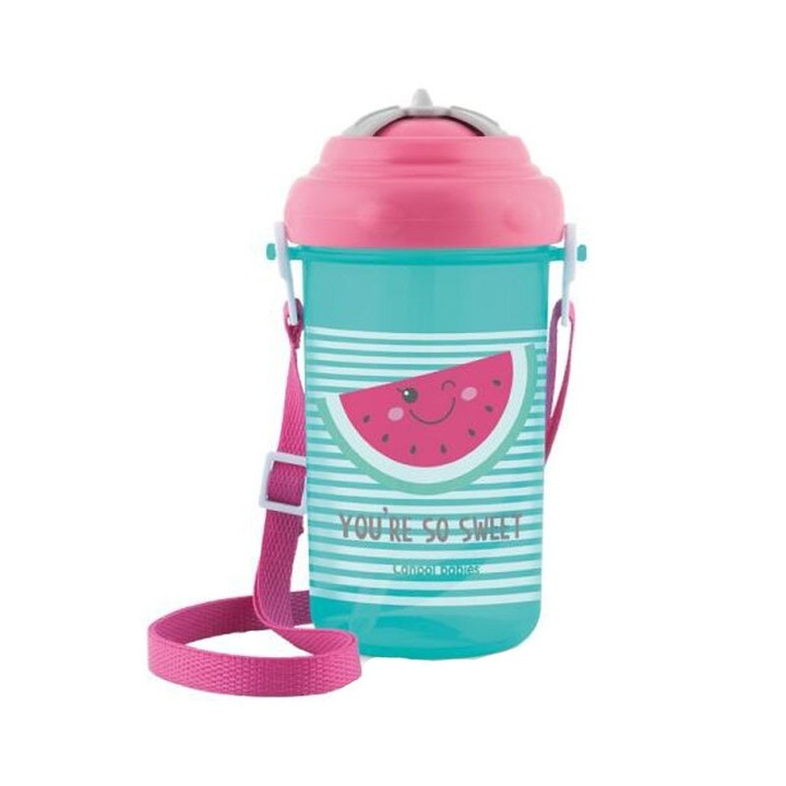Canpol 400ml flip-top szilikon itócsésze Rózsaszín