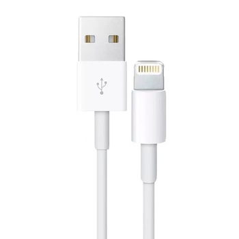 Cablu de date/incarcare USB-Lightning pentru dispozitive Apple cu conector lightning, alb, 90 cm lungime Cablu de date/incarcare USB-Lightning pentru dispozitive Apple cu conector lightning, alb, 90 cm lungime