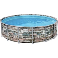 piscina bestway power steel rotunda cu cadru metalic 427x122m finisaj decorativ elegant model piatra scara si pompa de filtrare imagen 7_0_
0