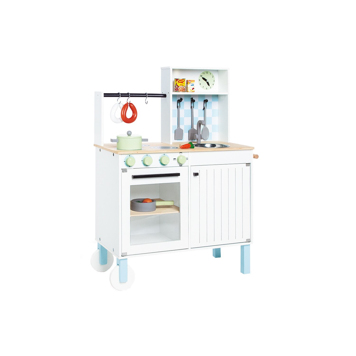 Bucatarie copii, Pinolino, Alfons, Multicolor, Lemn, Accesorii incluse, 69x33x90 cm