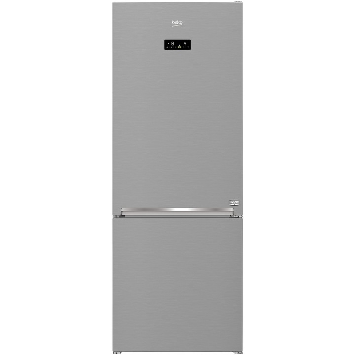 Combina frigorifica Beko RCNE560E40ZLXPHUN, 508 l, Hygiene Shield, NeoFrost Dual Cooling, HarvestFresh, Wi-Fi, Clasa E, H 192 cm, Argintiu