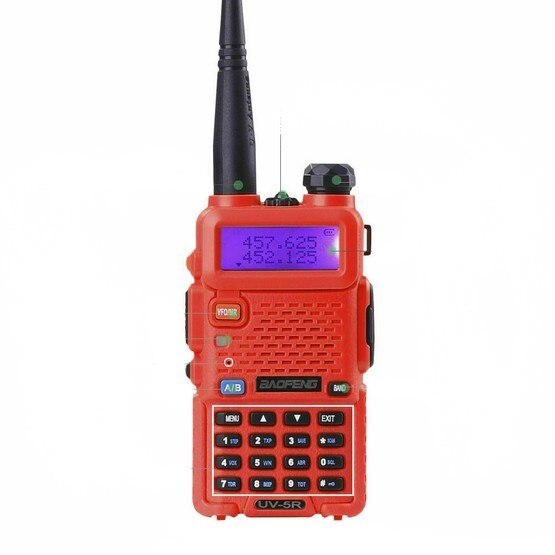 Walkie Talkie Baofeng UV 5R Dual Band Casti Microfon Rosu