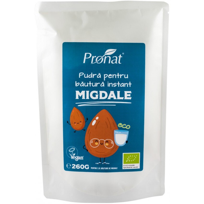 Pudra pentru bautura instant de migdale, bio, Pronat, 260g