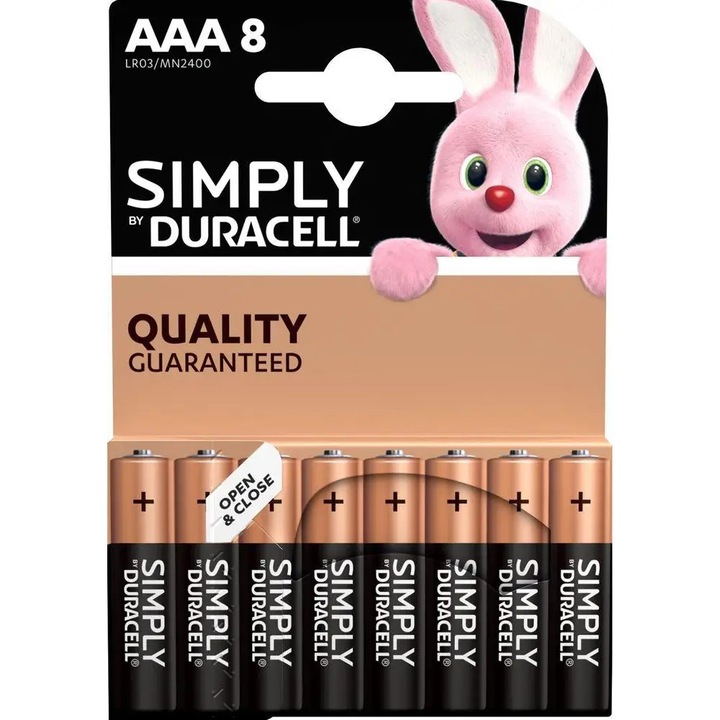 Baterii alcaline Duracell LR03 AAA 8 buc blister