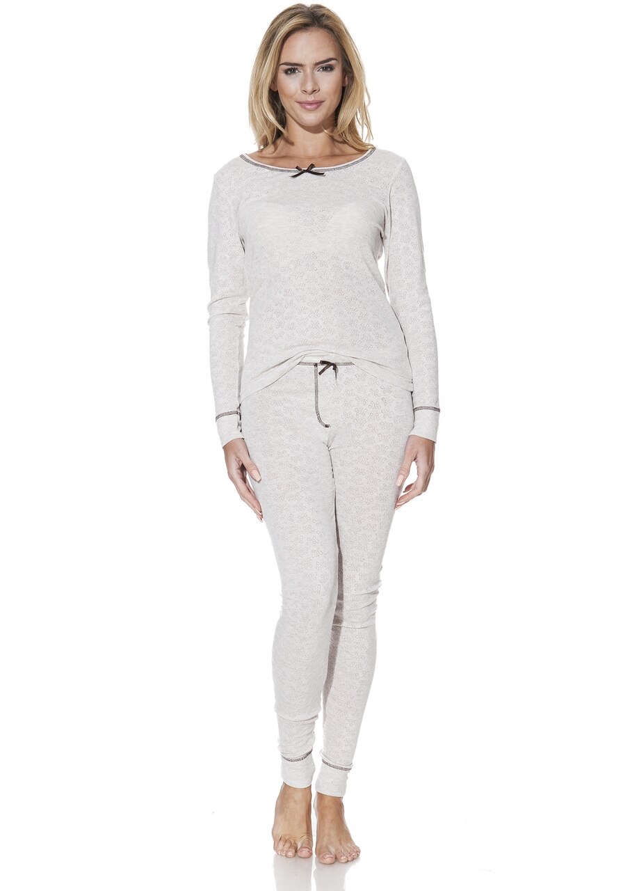 Pijama dama, Luisa Moretti, LMS-2023, bumbac/poliester, bej