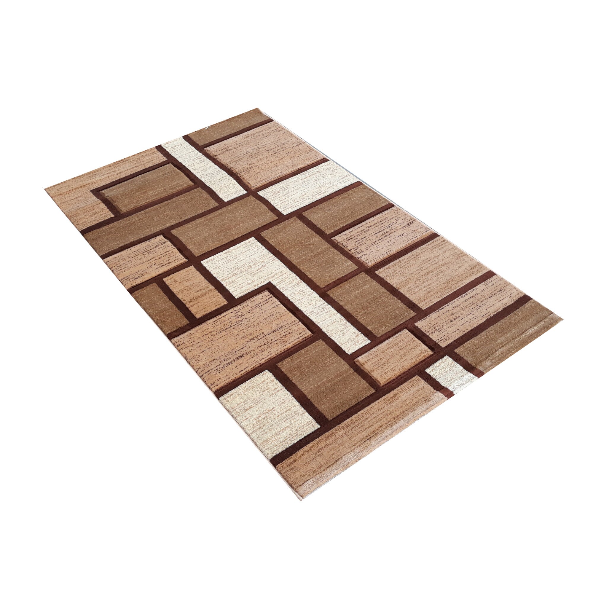 Covor maro geometric t501 200x300 cm, grosime 12 mm, greutate 2,3 kg/mp