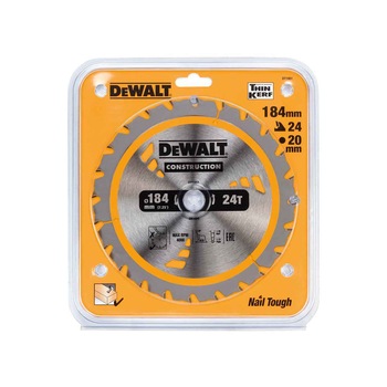 Panza DeWalt DT1211 Construction pentru fierastrau circular 184 x 20 x 24mm Panza DeWalt DT1211 Construction pentru fierastrau circular 184 x 20 x 24mm