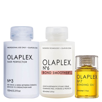Kit ingrijire par, Olaplex Crema Nr. 6 100 ml si Hair Perfector Nr. 3 100 ml cu Ulei Bonding Oil Nr. 7 100 ml Kit ingrijire par, Olaplex Crema Nr. 6 100 ml si Hair Perfector Nr. 3 100 ml cu Ulei Bonding Oil Nr. 7 100 ml