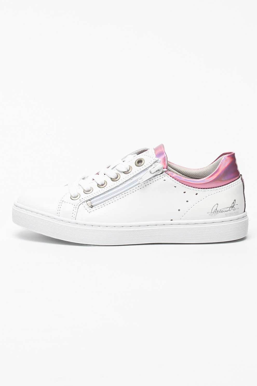 Bullboxer, Pantofi sport de piele cu garnituri contrastante, Alb, 38 EU