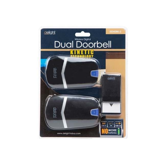 Sonerie digitala wireless fara fir Kinetic, cu 2 unitati de receptie, raza 100 m, negru