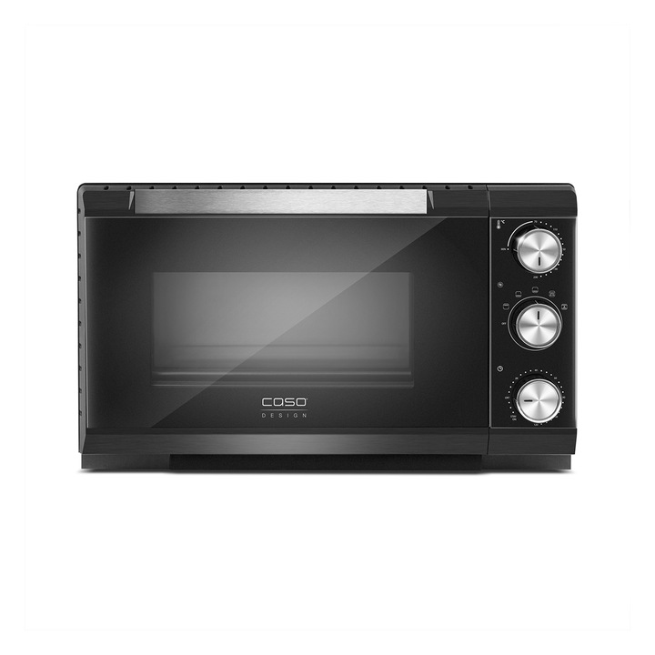 Elektromos légkeveréses sütő Caso Germany, TO20, forgósütővel, űrtartalom 20 L, maximális hőmérséklet 230°, 5 funkció, könnyen tisztítható belső, belső világítás, 1500 W, fekete