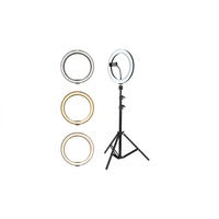lampa circulara ring light led diametru 26 cm 3 moduri lumina trepied reglabil 210 cm suport telefon telecomanda pe fir imagen 42_0_
0