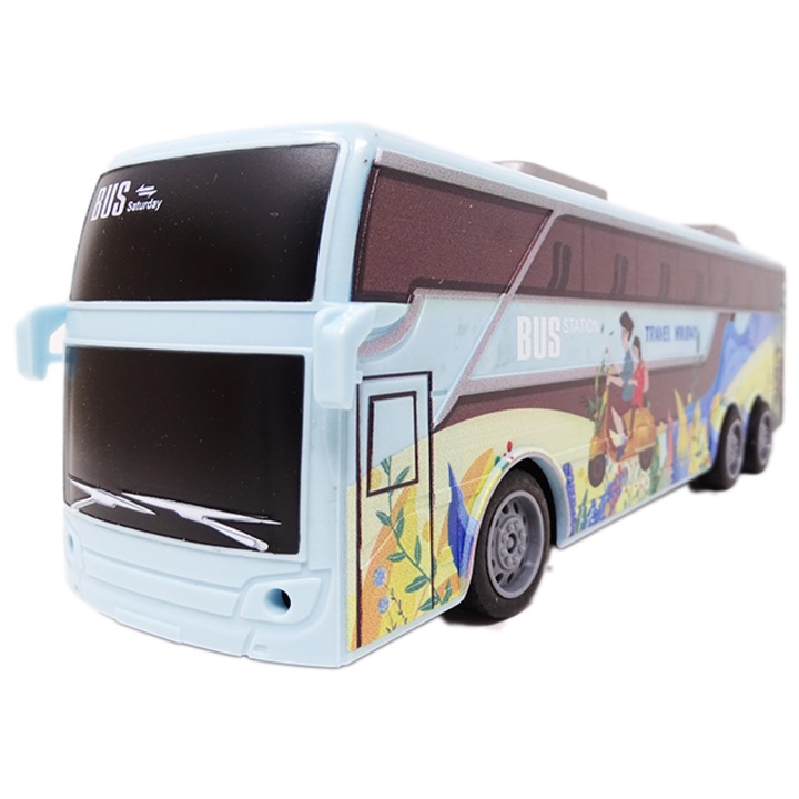 Autocar de Jucarie din Plastic cu Telecomanda cu Functii Complete SALAMANDRA KIDS®, Alb/Albastru