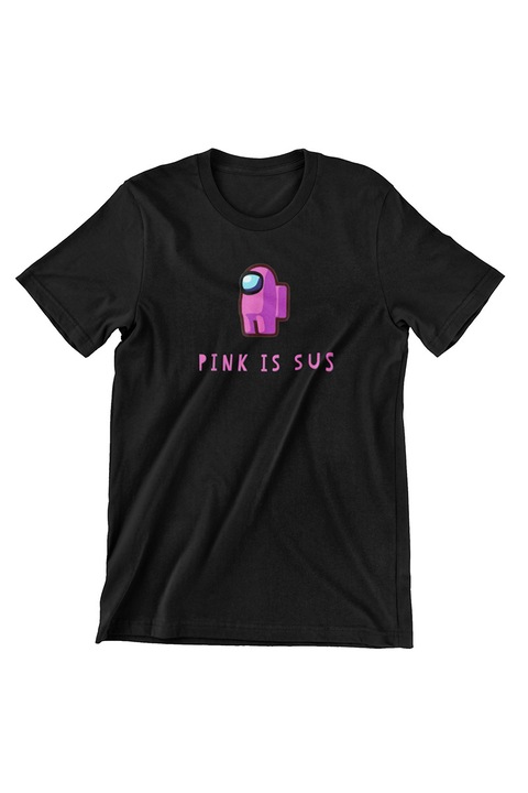 Дамска тениска Among us, Pink is up, черна, S