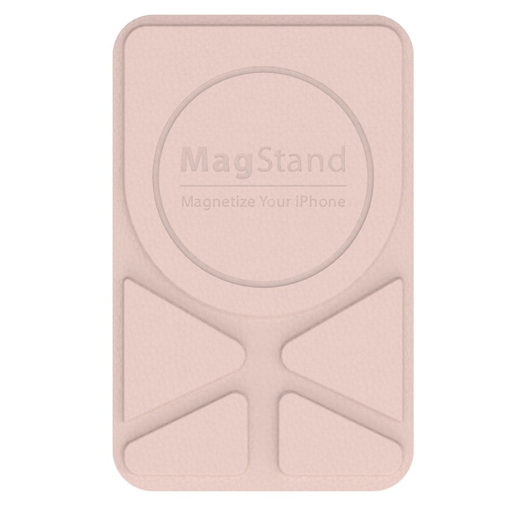 Кожена поставка SwitchEasy MagStand Leather Stand, за кейсове и смартфони, съвместима с MagSafe аксесоари, розов