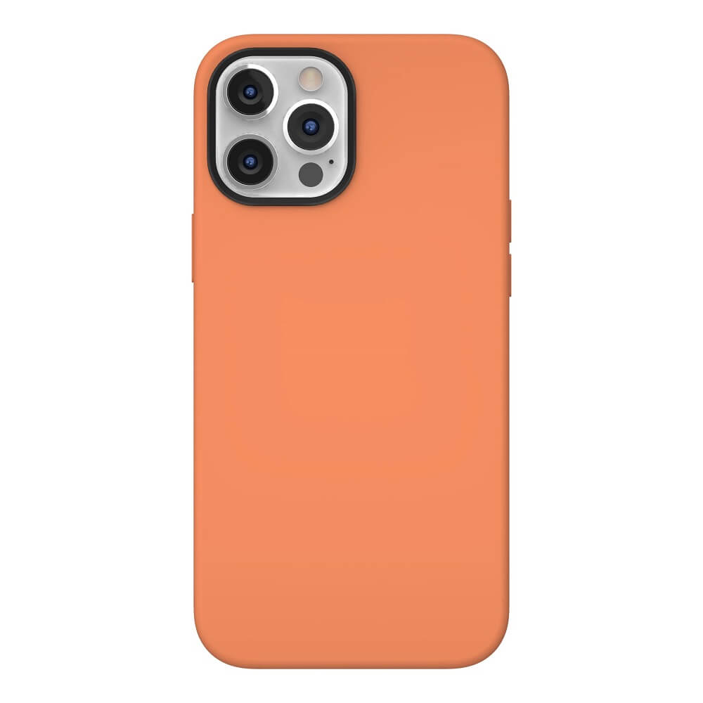Carcasa subtire din silicon cu conector magnetic incorporat MagSafe pentru iPhone 12 Pro Max, SwitchEasy MagSkin, portocaliu
