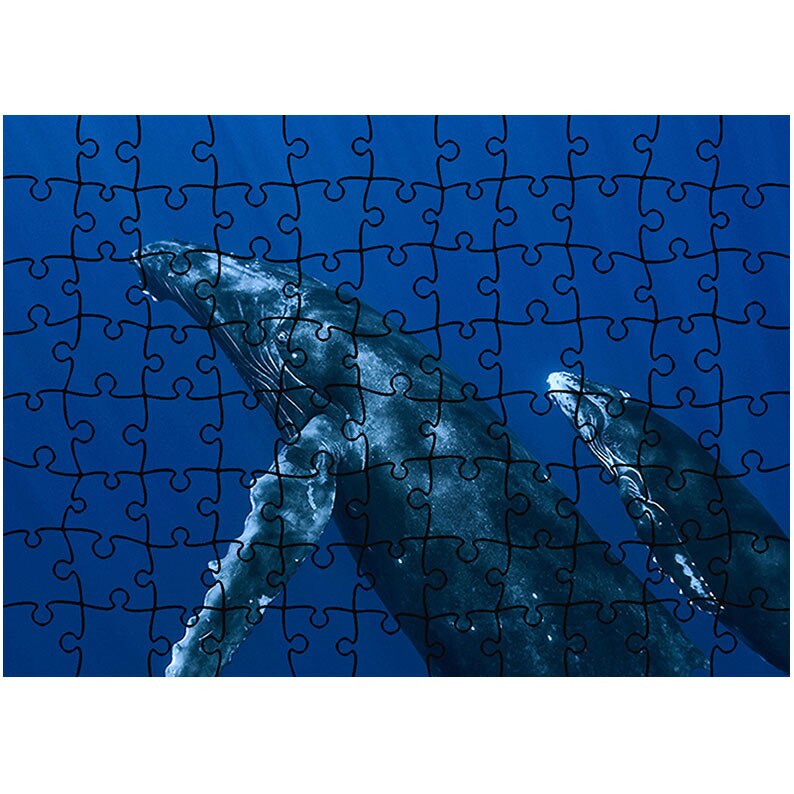 Puzzle Heartwork 96 piese, Balene in ocean, Latime 40,5 cm x Inaltime 28,5 cm
