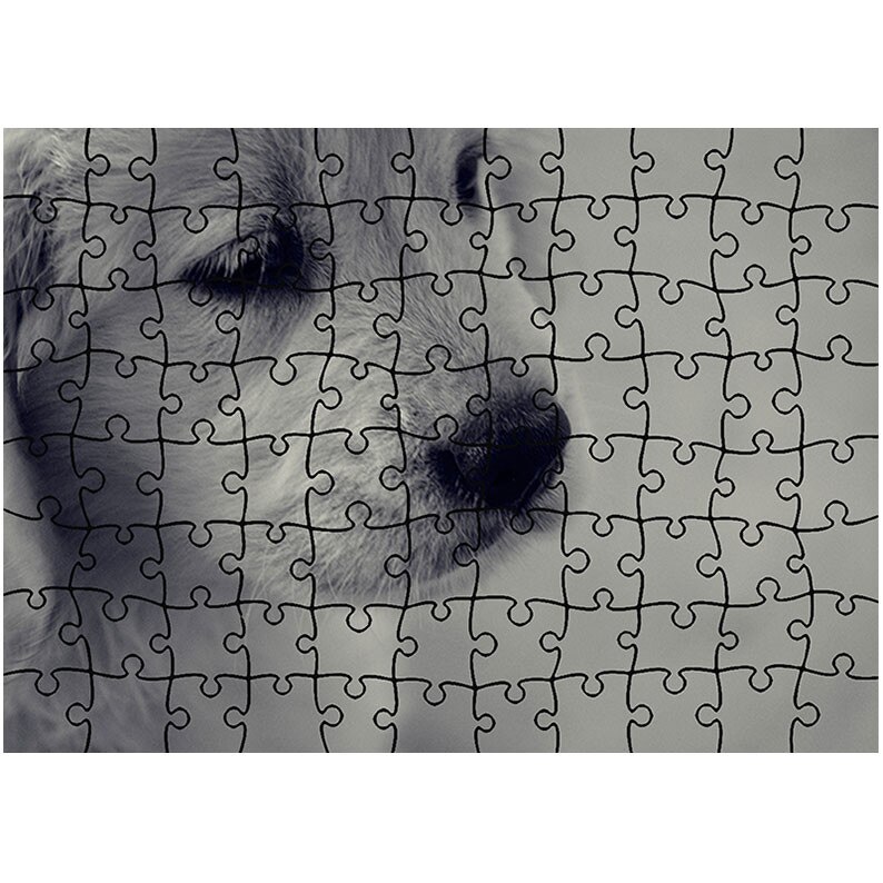 Puzzle Heartwork 96 piese, Catelus Alb Negru, Latime 40,5 cm x Inaltime 28,5 cm