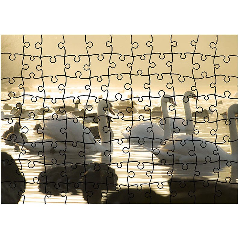 Puzzle Heartwork 96 piese, Lebede albe pe lac, Latime 40,5 cm x Inaltime 28,5 cm