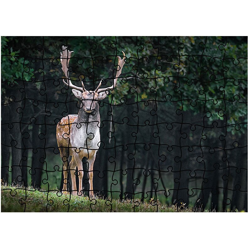 Puzzle Heartwork 96 piese, Cerb cu coarne imense, Latime 40,5 cm x Inaltime 28,5 cm