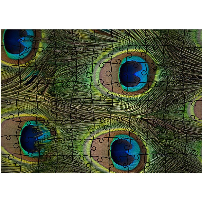 Puzzle Heartwork 96 piese, Pene de paun, Latime 40,5 cm x Inaltime 28,5 cm