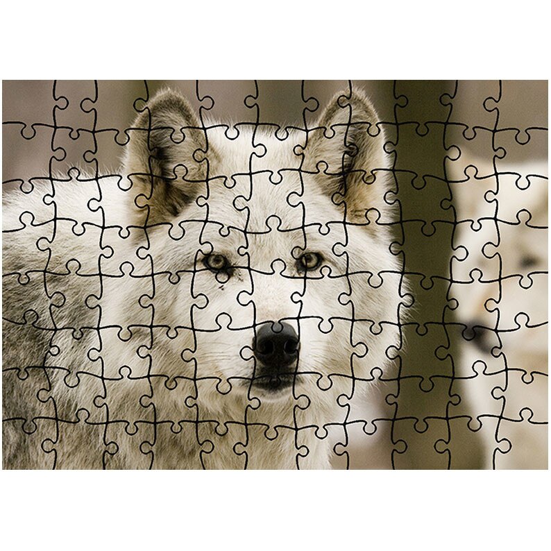 Puzzle Heartwork 96 piese, Lupi albi, Latime 40,5 cm x Inaltime 28,5 cm