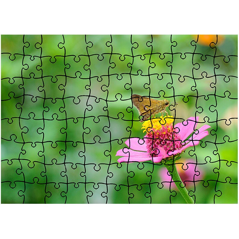 Puzzle Heartwork 96 piese, Fluture pe floare rozalie, Latime 40,5 cm x Inaltime 28,5 cm