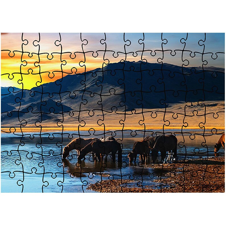 Puzzle Heartwork 96 piese, Cai salbatici, Latime 40,5 cm x Inaltime 28,5 cm