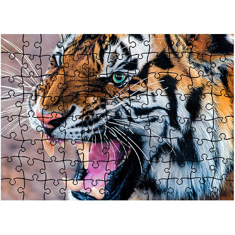 Puzzle Heartwork 96 piese, Tigru furios, Latime 40,5 cm x Inaltime 28,5 cm