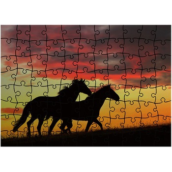Puzzle Heartwork 96 piese, Cai salbatici alergand la apus, Latime 40,5 cm x Inaltime 28,5 cm Puzzle Heartwork 96 piese, Cai salbatici alergand la apus, Latime 40,5 cm x Inaltime 28,5 cm