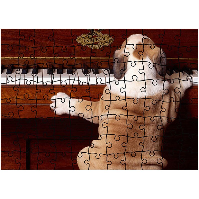 Puzzle Heartwork 96 piese, Caine canta la pian, Latime 40,5 cm x Inaltime 28,5 cm