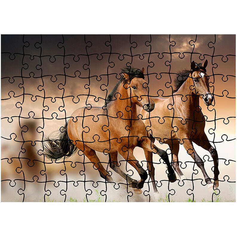 Puzzle Heartwork 96 piese, Cai alergand, Latime 40,5 cm x Inaltime 28,5 cm