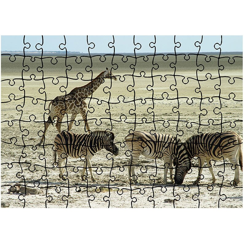 Puzzle Heartwork 96 piese, Girafa si zebre, Latime 40,5 cm x Inaltime 28,5 cm