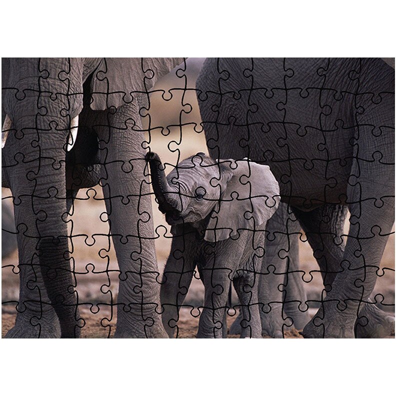 Puzzle Heartwork 96 piese, Pui de elefant, Latime 40,5 cm x Inaltime 28,5 cm