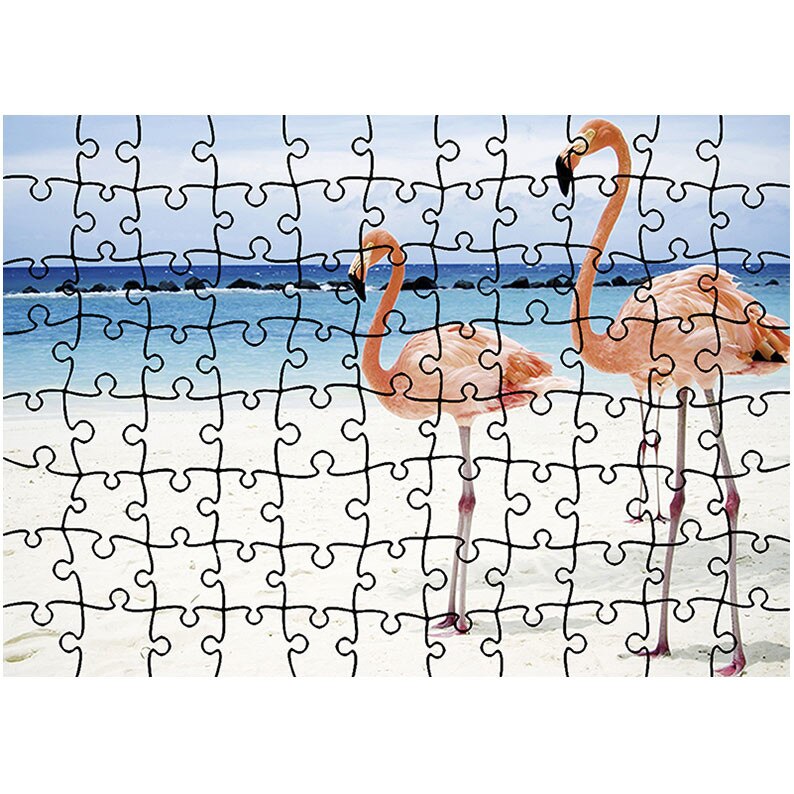 Puzzle Heartwork 96 piese, Flamingo pe plaja, Latime 40,5 cm x Inaltime 28,5 cm