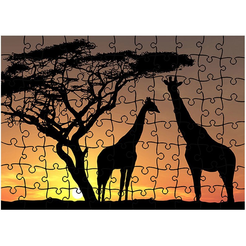 Puzzle Heartwork 96 piese, Girafe la apus, Latime 40,5 cm x Inaltime 28,5 cm