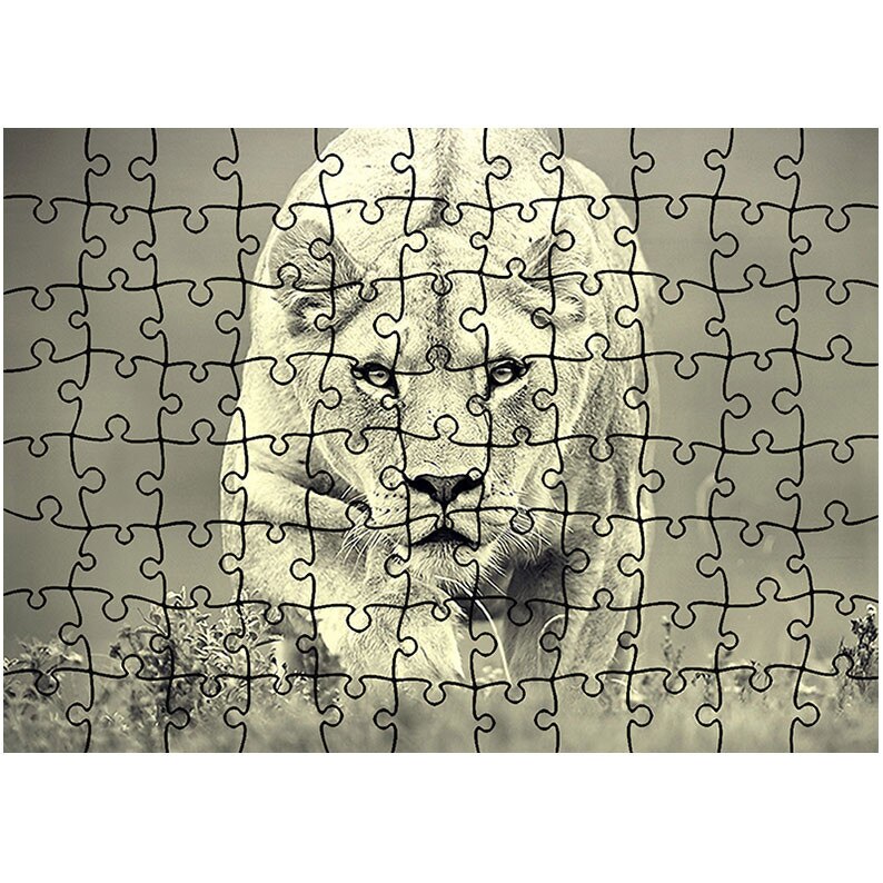 Puzzle Heartwork 96 piese, Leoaica la vanatoare, Latime 40,5 cm x Inaltime 28,5 cm