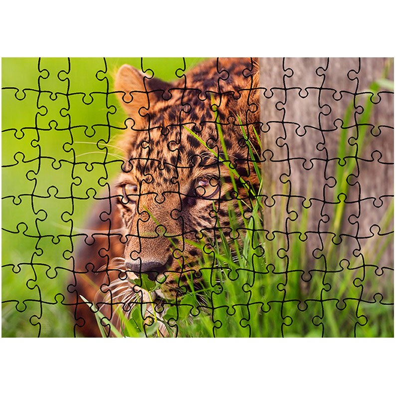 Puzzle Heartwork 96 piese, Privire de leopard, Latime 40,5 cm x Inaltime 28,5 cm