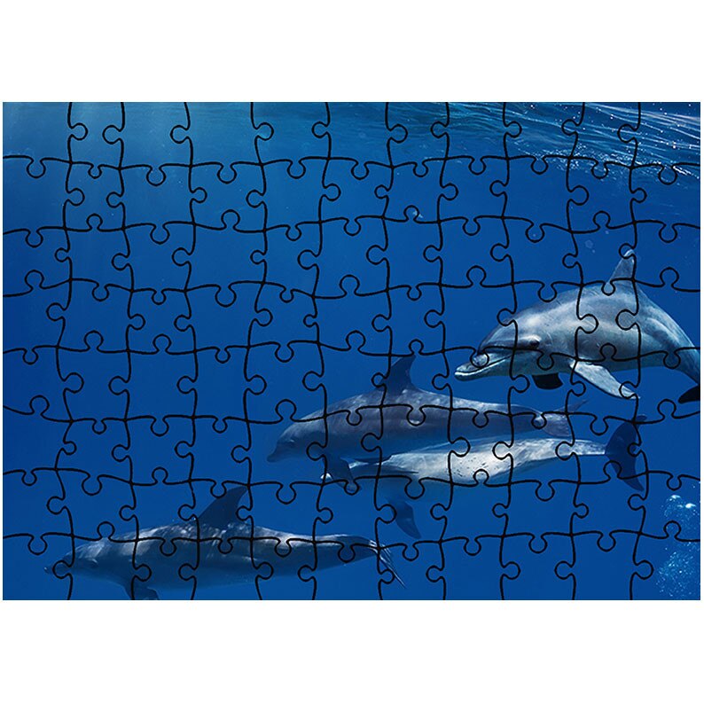 Puzzle Heartwork 96 piese, Delfini in ocean, Latime 40,5 cm x Inaltime 28,5 cm