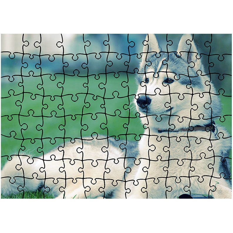 Puzzle Heartwork 96 piese, Husky pe iarba, Latime 40,5 cm x Inaltime 28,5 cm