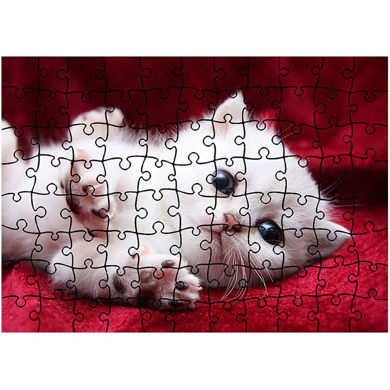 Puzzle Heartwork 96 piese, Pisicuta alba, Latime 40,5 cm x Inaltime 28,5 cm