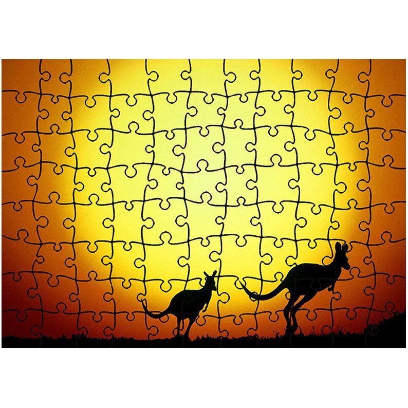 Puzzle Heartwork 96 piese, Canguri la apus, Latime 40,5 cm x Inaltime 28,5 cm