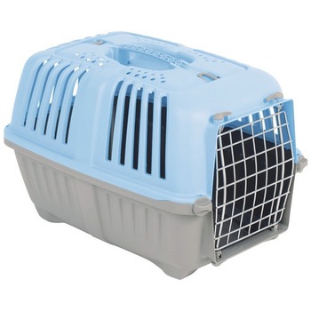 Cusca pentru transport animale de companie, YANA, metal si plastic, albastru cu gri Cusca pentru transport animale de companie, YANA, metal si plastic, albastru cu gri