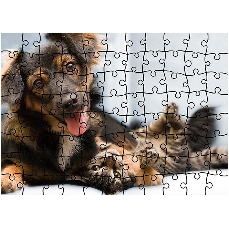 Puzzle Heartwork 96 piese, Prietenia dintre caine si pisica, Latime 40,5 cm x Inaltime 28,5 cm