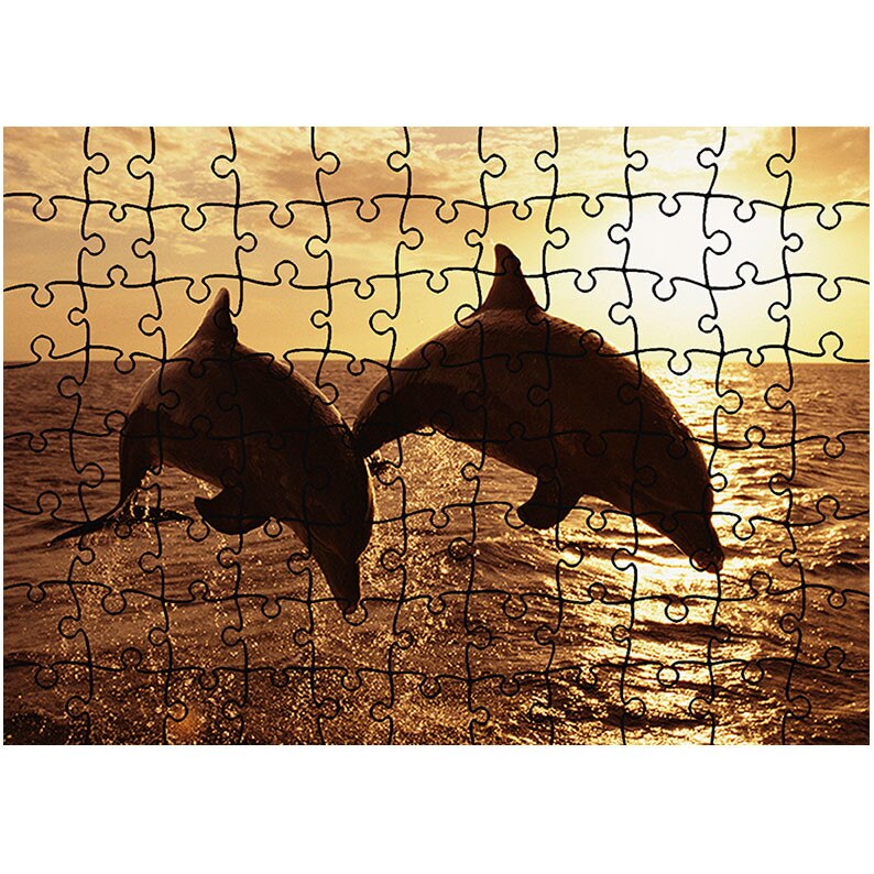 Puzzle Heartwork 96 piese, Delfini la apus, Latime 40,5 cm x Inaltime 28,5 cm