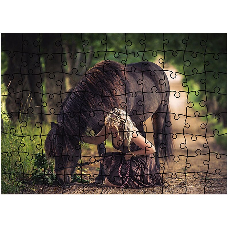 Puzzle Heartwork 96 piese, Cal la pascut, Latime 40,5 cm x Inaltime 28,5 cm